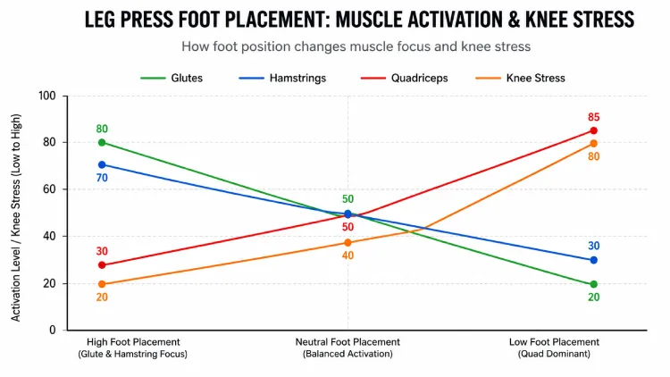 High foot placement (Glute & Hamstring focus)