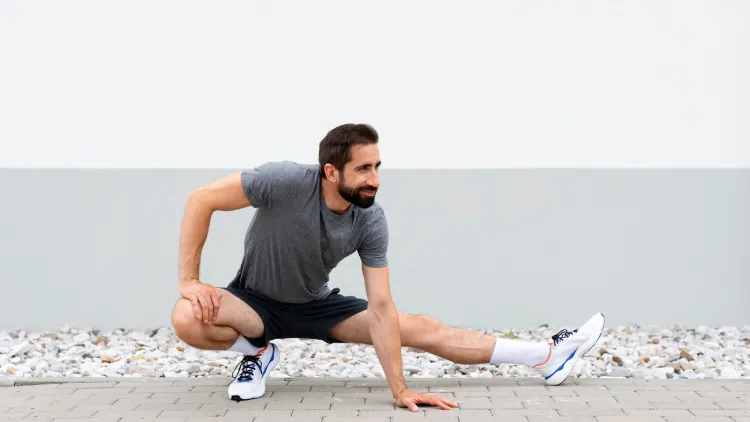 Before exercising, perform stretches that involve the knee.